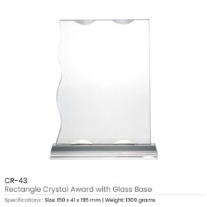 Rectangle Crystal Awards with Glass base & Box - Image 3