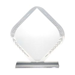 Rhombus Shaped Crystal Awards with Engraved Design & Box - Image 1