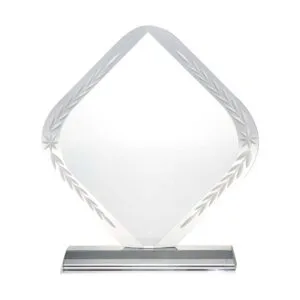 Rhombus Shaped Crystal Awards with Engraved Design & Box