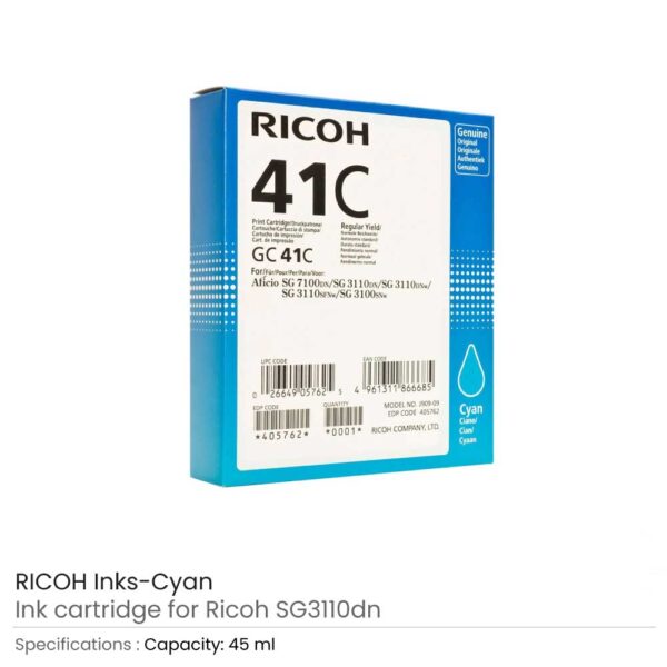 Ricoh GC41 Inks Cartridge Cyan