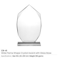 Wide Flame Crystal Awards with Glass base & Box - Image 3