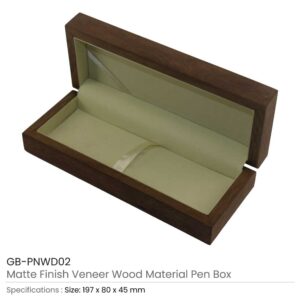 Matte Finish Veneer Wood Material Pen Box - Image 3