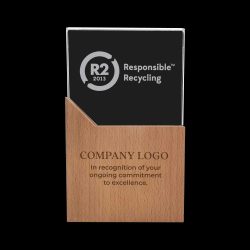 Rectangle Shaped Wood and Crystal Awards with Box - Image 2