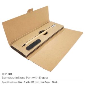 Bamboo Inkless Pens with Eraser, Writing in Black - Image 3