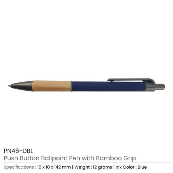Pen with Bamboo Grip Dark Blue