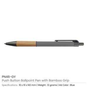 Pen with Bamboo Grip Grey