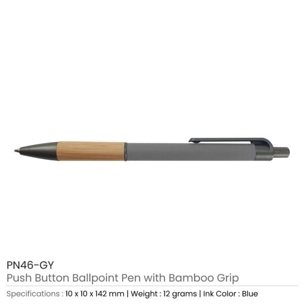 Pen with Bamboo Grip Grey