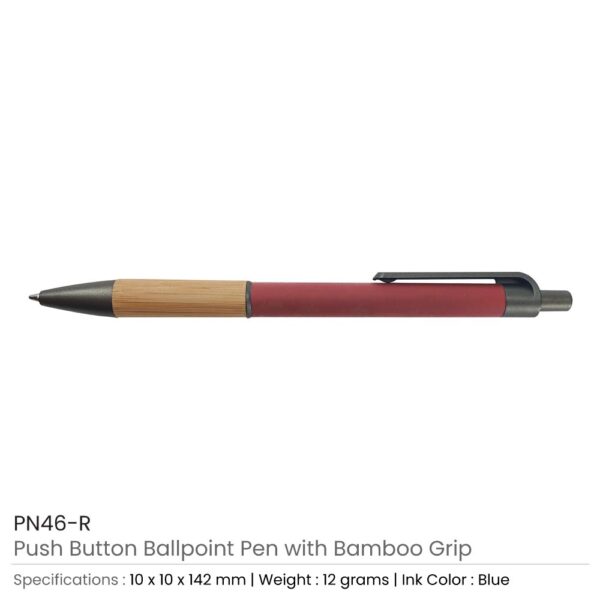 Pen with Bamboo Grip Red