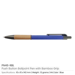 Pen with Bamboo Grip Royal Blue