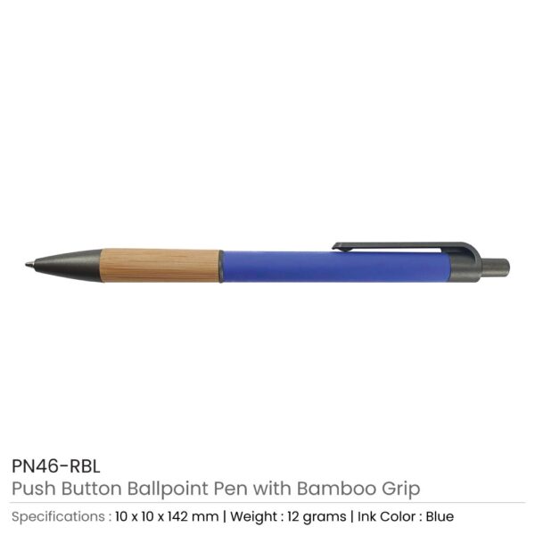 Pen with Bamboo Grip Royal Blue