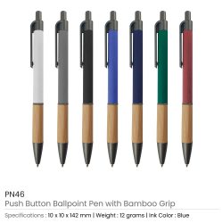 Push Button Ballpoint Pens with Bamboo Grip - Image 3