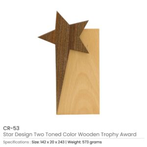 Star Design Wooden Trophy Award with Gift Box - Image 3