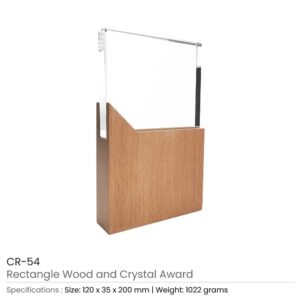 Rectangle Shaped Wood and Crystal Awards with Box - Image 3