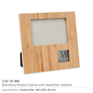 Bamboo Photo Frame with Digital Clock & Weather Station - Image 3