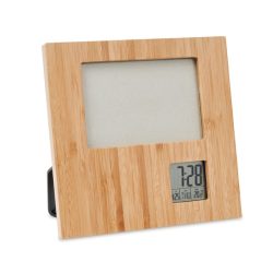 Bamboo Photo Frame with Digital Clock & Weather Station - Image 1
