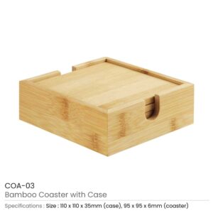 4 Pcs Bamboo Tea Coasters Sets with Case - Image 3