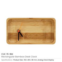 Eco-Friendly Rectangular Bamboo Desk Clock - Image 3