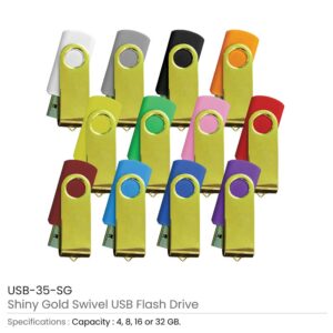 Shiny Gold Swivel USB Flash Drives - Image 3