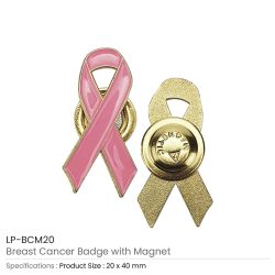 Breast Cancer Awareness Badges with Pin / Gold Magnet - Image 4
