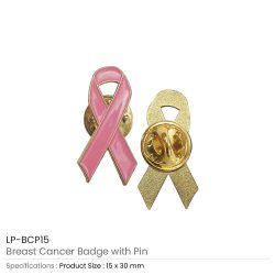 Breast Cancer Awareness Badges with Pin / Gold Magnet - Image 5