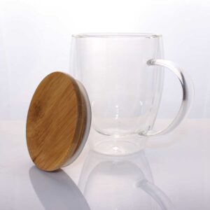 Double Wall Clear Glass Mug with Bamboo Lid - Image 4