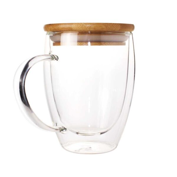 Double Wall Glass, Tumbler Beer Can W/Bamboo Lids transparent