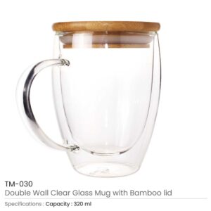 Double Wall Clear Glass Mug with Bamboo Lid - Ramadan Gifts - Image 3