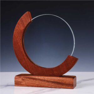 Round Moon Crystal Awards with Wooden Base - Image 4