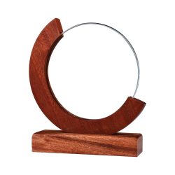 Round Moon Crystal Awards with Wooden Base - Image 1