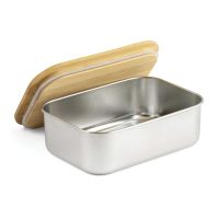 Stainless Steel Lunch Box with Bamboo Lid & Strap - Image 4