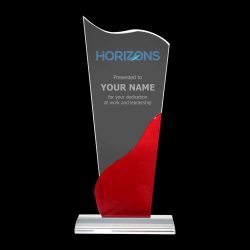 Tower Shaped Crystal Awards, Clear & Red Design with Box - Image 2