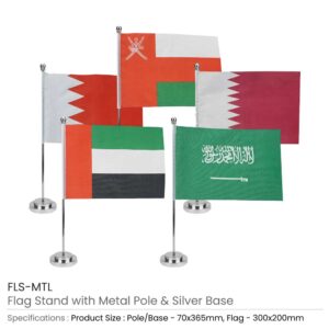 Flag with Metal Pole & Silver Plated Plastic Base - Image 3