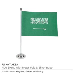 Flag with Metal Pole & Silver Plated Plastic Base - Image 7