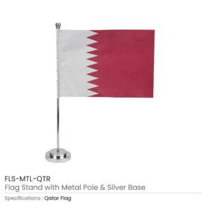 Flag with Metal Pole & Silver Plated Plastic Base - Image 5