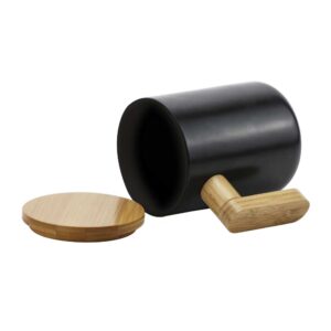 Black Ceramic Coffee Mugs with Bamboo Handle and Lid - Image 4