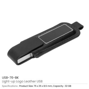 Light-Up Logo Leather Cover USB Flash Drives 32GB - Image 3