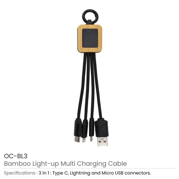 Bamboo Multi-Charging Cables Details