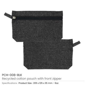 Recycled Cotton Pouch with front Zipper