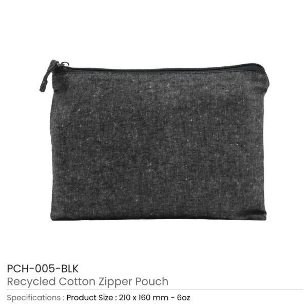 Cotton Zipper Pouch Black