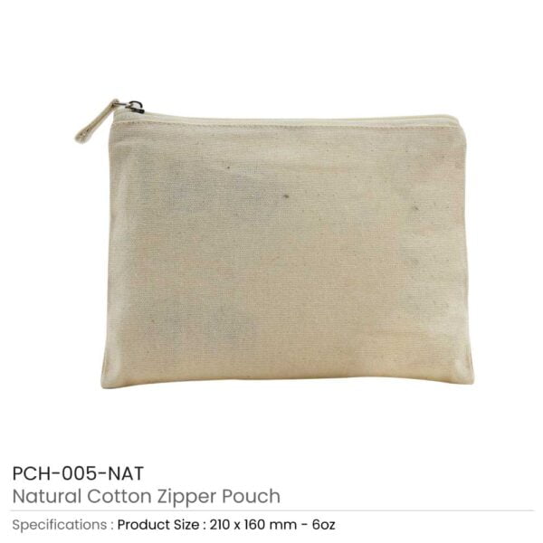Cotton Zipper Pouch Natural
