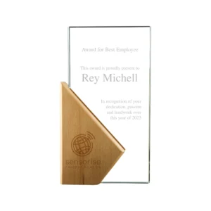 Engraved Rectangle Wooden Crystal Awards