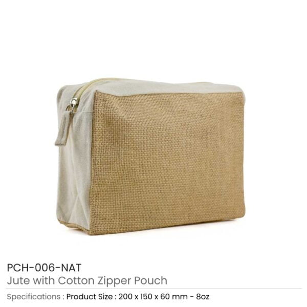 Jute with Cotton Zipper Pouch Details