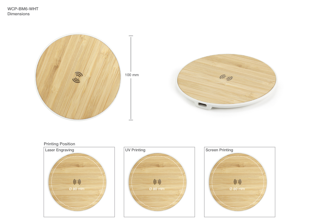 Printing Details Bamboo Wireless Charging Pads