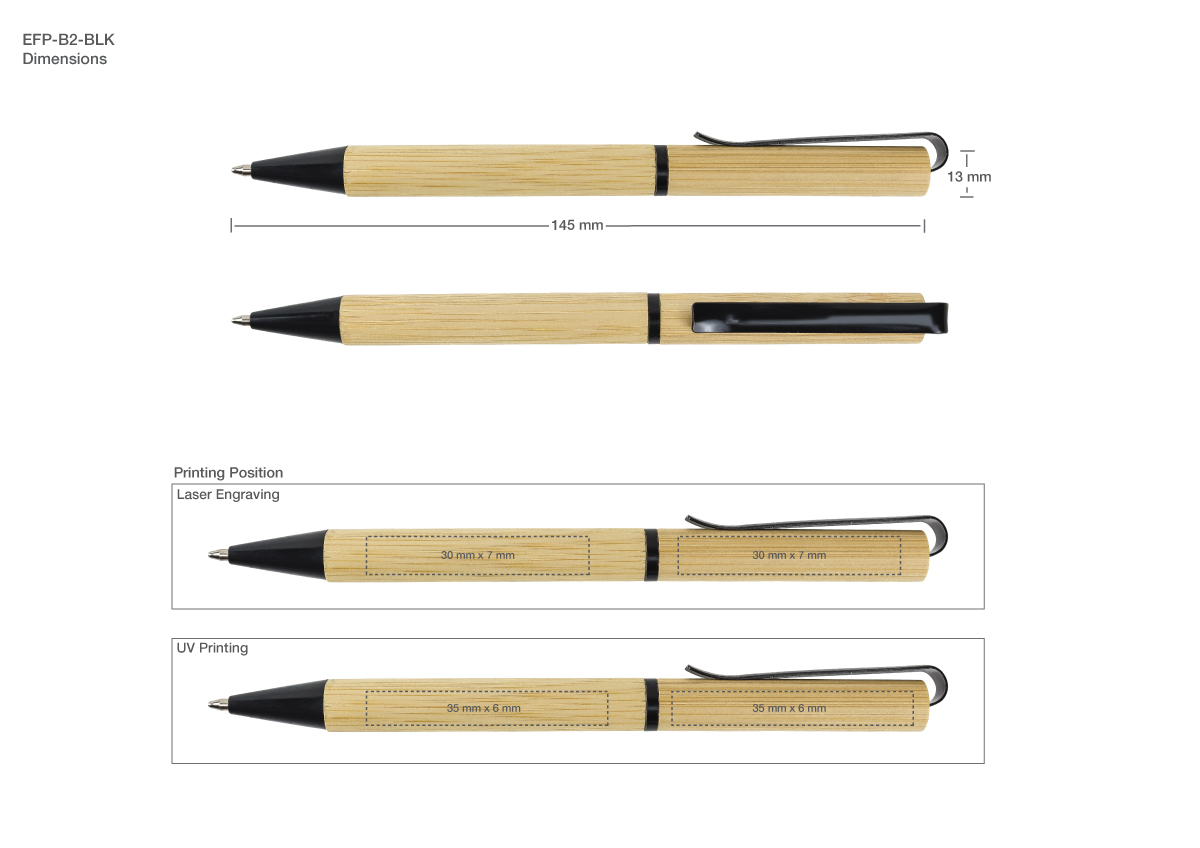 Bamboo Pens Printing Details