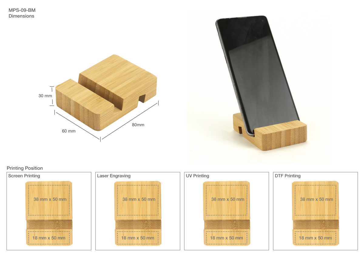 Printing Details Bamboo Phone Stands