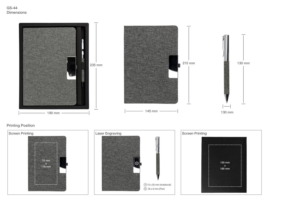 Printing Details Notebook and Pen Gift Sets