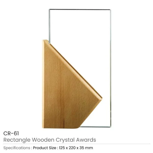 Rectangle Wooden Crystal Award Details