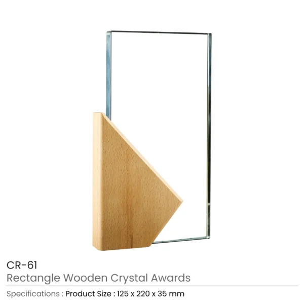 Rectangle Wooden Crystal Awards Details