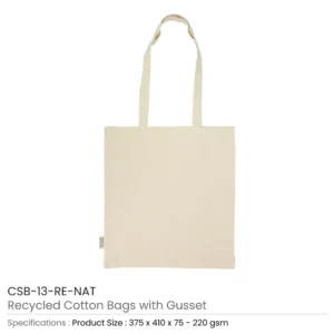 Recycled Cotton Tote Bags with Gusset 8 Oz - Image 5