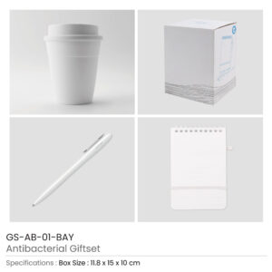 Antibacterial Gift Set with Cup, Notepad and Bay Pen